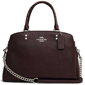 Coach Lillie Carryall Top Handle Satchel Bag. Leather. B/cherry. Pre-loved.